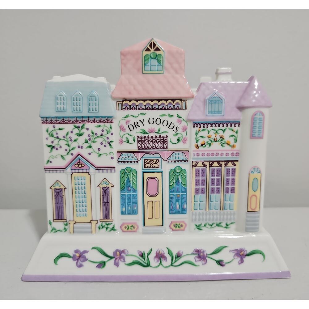 The Lenox Village Napkin Holder 1994 Fine Porcelain Mint Condition Whimsy